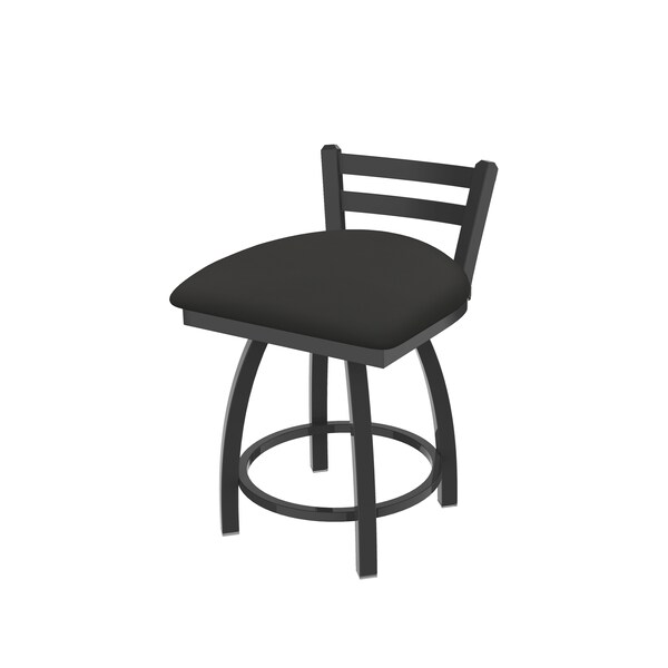 18" Low Back Swivel Vanity Stool, Pewter Finish, Canter Iron Seat